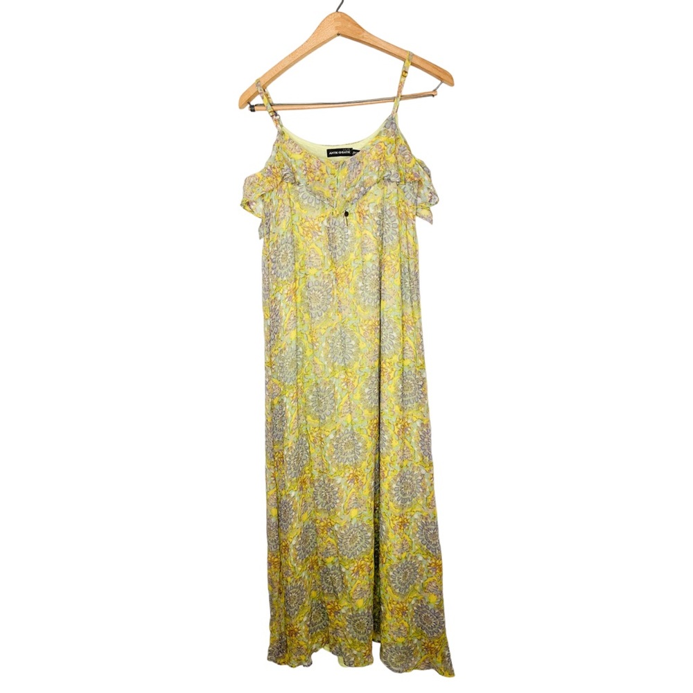Antik Batik Pastel Kaleidoscope Print Flowy Sleeveless Silk Maxi Dress XS - Picture 1 of 8